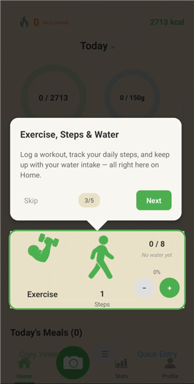 Exercise, Steps & Water screenshot