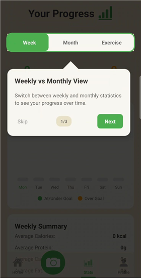 Weekly vs Monthly View screenshot