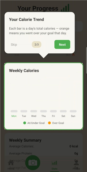 Your Calorie Trend screenshot